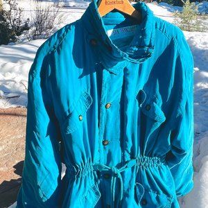 Vintage 1980's Silk Jacket, Padded Shoulders, Zippers, Toggles, Ornate Buttons,